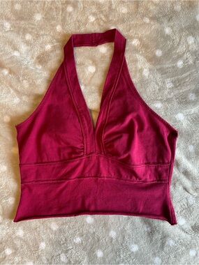 SO Magenta Halter Crop Top
